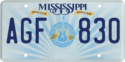 MS license plate AGF830