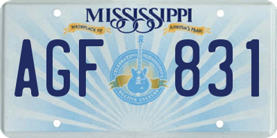 MS license plate AGF831