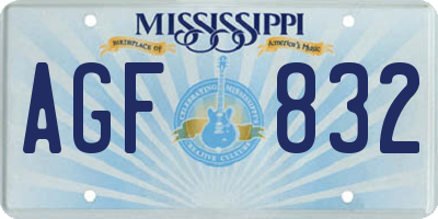 MS license plate AGF832