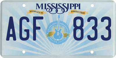 MS license plate AGF833