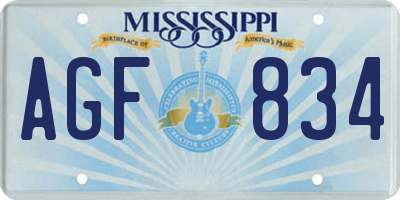 MS license plate AGF834