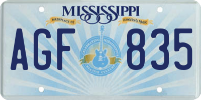 MS license plate AGF835
