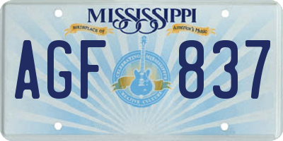 MS license plate AGF837