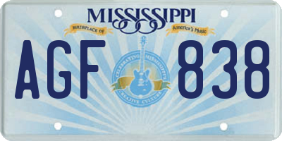 MS license plate AGF838