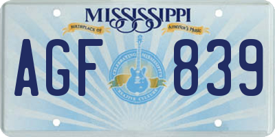 MS license plate AGF839