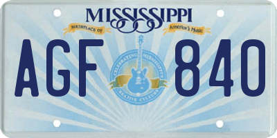 MS license plate AGF840