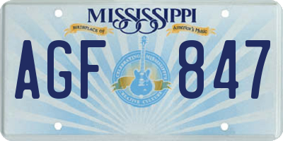 MS license plate AGF847
