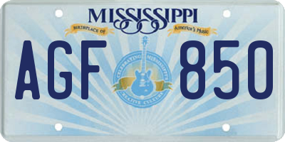 MS license plate AGF850