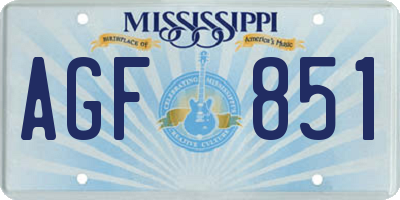 MS license plate AGF851