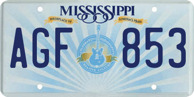 MS license plate AGF853