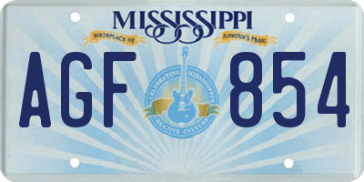 MS license plate AGF854