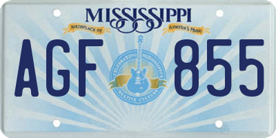 MS license plate AGF855