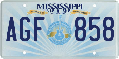 MS license plate AGF858