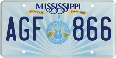 MS license plate AGF866