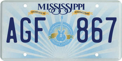 MS license plate AGF867