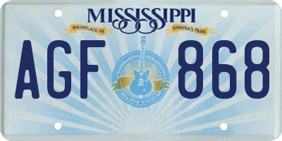 MS license plate AGF868