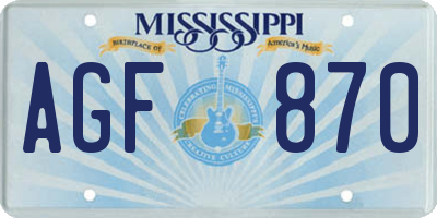 MS license plate AGF870
