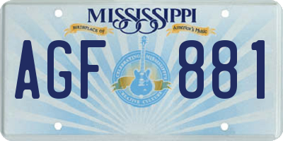 MS license plate AGF881