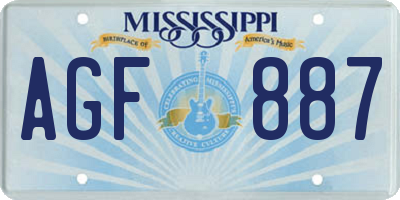 MS license plate AGF887
