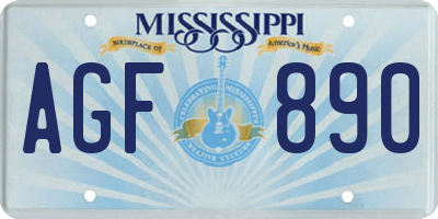 MS license plate AGF890