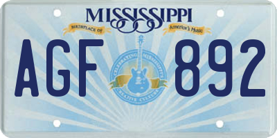 MS license plate AGF892