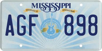 MS license plate AGF898