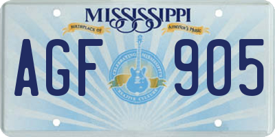 MS license plate AGF905