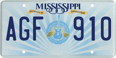 MS license plate AGF910