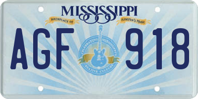 MS license plate AGF918