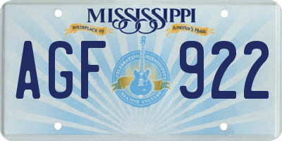 MS license plate AGF922