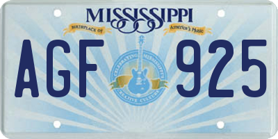 MS license plate AGF925