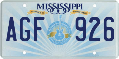 MS license plate AGF926