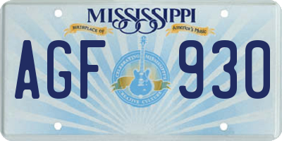 MS license plate AGF930