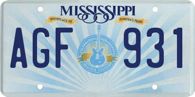 MS license plate AGF931