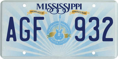 MS license plate AGF932