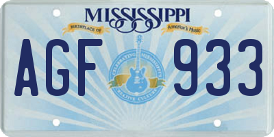 MS license plate AGF933
