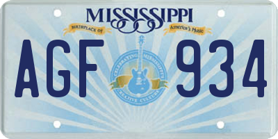 MS license plate AGF934