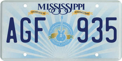 MS license plate AGF935