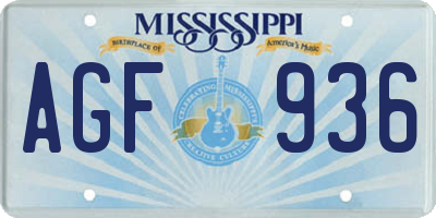 MS license plate AGF936