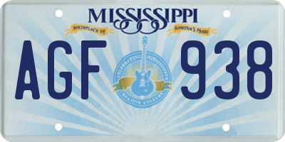 MS license plate AGF938