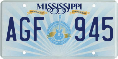 MS license plate AGF945