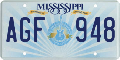 MS license plate AGF948