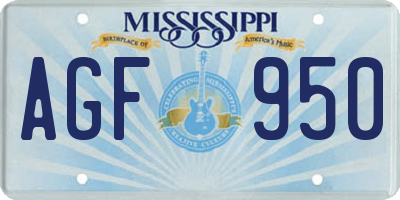 MS license plate AGF950