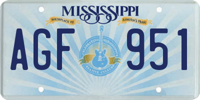 MS license plate AGF951