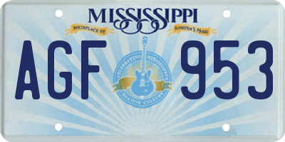 MS license plate AGF953