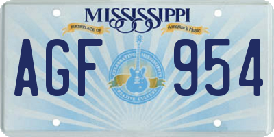 MS license plate AGF954