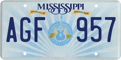 MS license plate AGF957