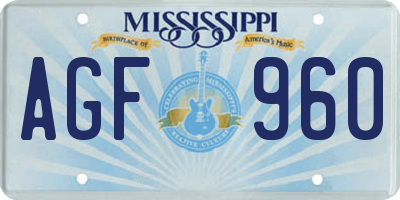 MS license plate AGF960