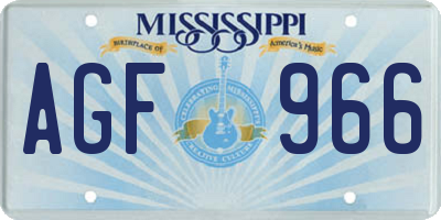 MS license plate AGF966