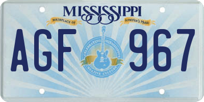 MS license plate AGF967